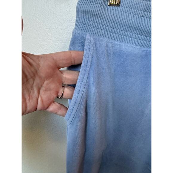 Aerie Velour Flare Leg Pants Pull On Powder Blue Lounge Cozy Women's Size Medium - Picture 3 of 5